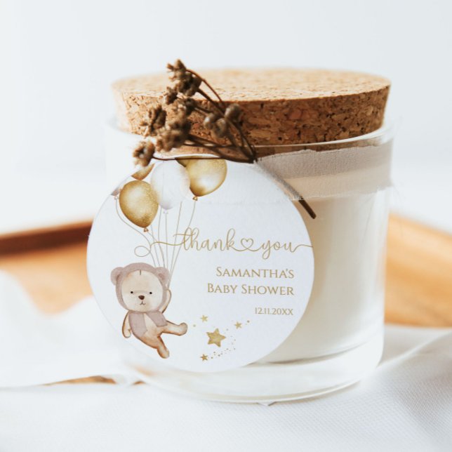 Étiquettes Cadeau Balloons Ours Teddy Stars Baby shower Boho (Créateur téléchargé)