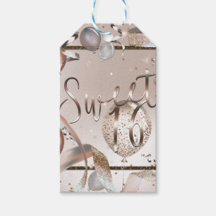 Étiquettes-cadeau Balloons Rose Gold Rose et Paillettes Fête Sweet 1