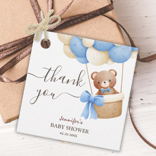 Étiquettes Cadeau Ballotte bleu ours en peluche Baby shower garçon