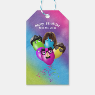 Étiquettes-cadeau Ballotte d'anniversaire arc-en-ciel du groupe