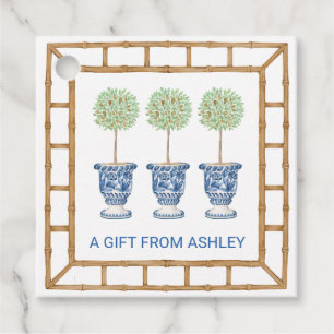 Étiquettes Cadeau Bambou et poitrine opiacée   Monogramme