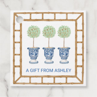 Étiquettes Cadeau Bambou et poitrine opiacée | Monogramme