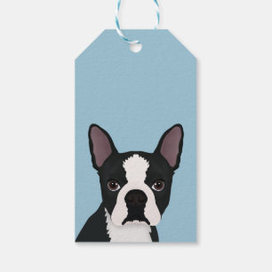 Étiquettes-cadeau bande dessinée de terrier de Boston