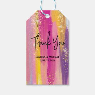Étiquettes-cadeau Bandes arc-en-ciel colorées avec Mariage Parties s