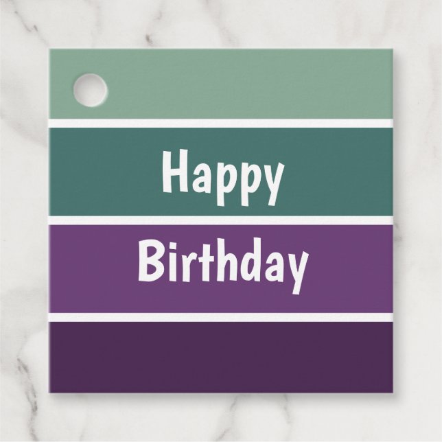 Étiquettes Cadeau Bandes Vertes Et Violettes (Devant)