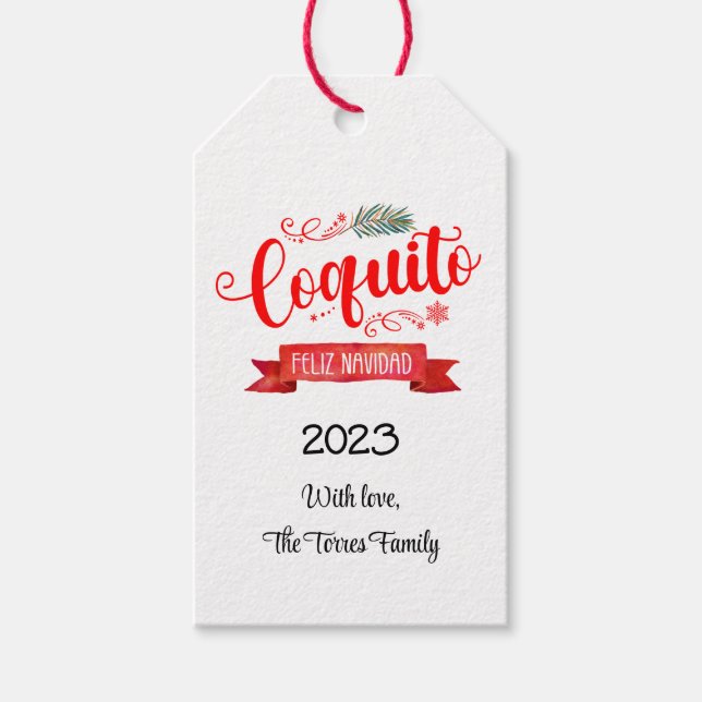 Étiquettes-cadeau Bannière rouge Coquito Sticker Feliz Navidad Round (Devant)