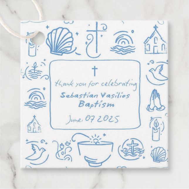 Étiquettes Cadeau Bapstim Baby Bog Balise (Devant)