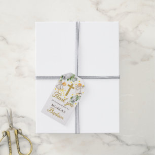 Étiquettes-cadeau Baptême Angels Gold Parties scintillant Genre Neut