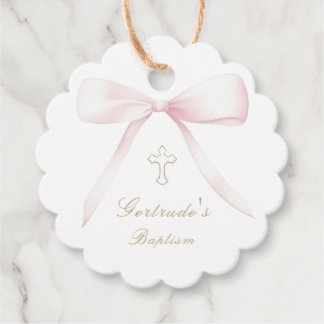 Étiquettes Cadeau Baptême arc rose bébé fille en faveur tags