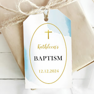 Étiquettes-cadeau Baptême Bleu Élégant