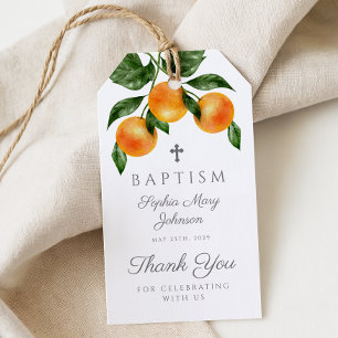 Étiquettes-cadeau Baptême de citrons modernes Oranges