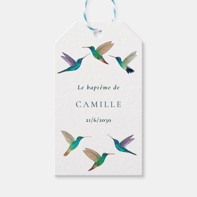 Étiquettes-cadeau Baptême de colibri (Devant)
