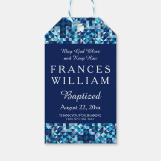 Étiquettes-cadeau Baptême du garçon Christening Croix géométrique