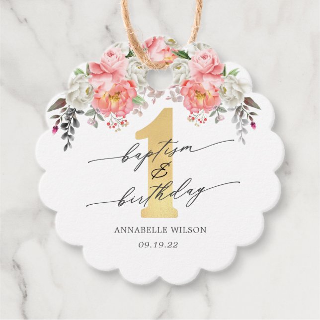 Étiquettes Cadeau Baptême et premier Merci d'anniversaire (Devant)