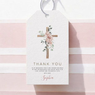 Étiquettes-cadeau Baptême Merci Dusty Rose Girl