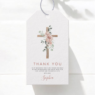 Étiquettes-cadeau Baptême Merci Dusty Rose Girl