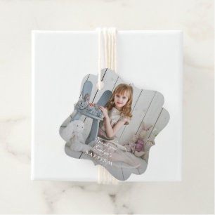 Étiquettes Cadeau Baptême photo de fille simple de charme