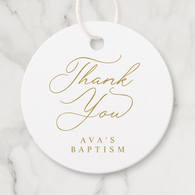 Étiquettes Cadeau Baptême Première communion Gold Dieu béni Croix (Devant)