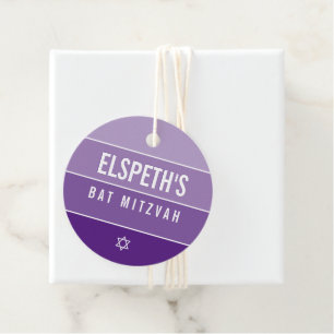 Étiquettes Cadeau Bar Mitsva moderne ombre gras bloc violet