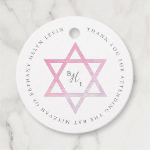 Étiquettes Cadeau Bar Mitzvah aquarelle ombrée
