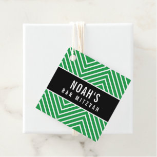 Étiquettes Cadeau BAR MITZVAH géométrique moderne simple vert kelly