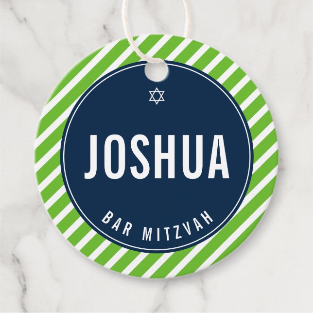 Étiquettes Cadeau BAR MITZVAH simple moderne nfl vert marine bleu (Devant)