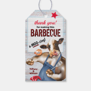 Étiquettes-cadeau Barbecue Cuisine Vache Grillant crevettes