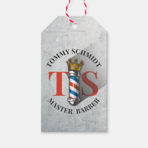 Étiquettes-cadeau Barber Hair Shop King Crown Barber Pole Hair Salon