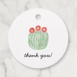 Étiquettes Cadeau Baril de Cactus à Fleurs Rouges pour la Mariée