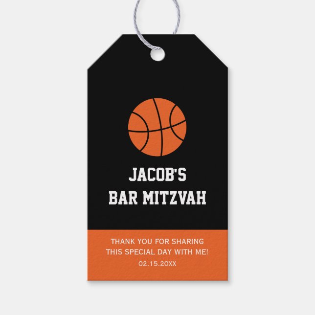 Étiquettes-cadeau Barre de basket Mitzvah (Devant)