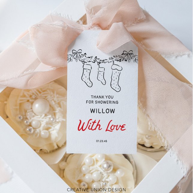 Étiquettes-cadeau Bas dessinés à la main Fête joyeuse de bébé (Créateur téléchargé)