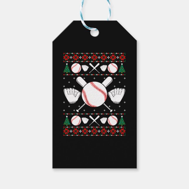 Étiquettes-cadeau Base-ball Ugly Christmas Sweater (Devant)