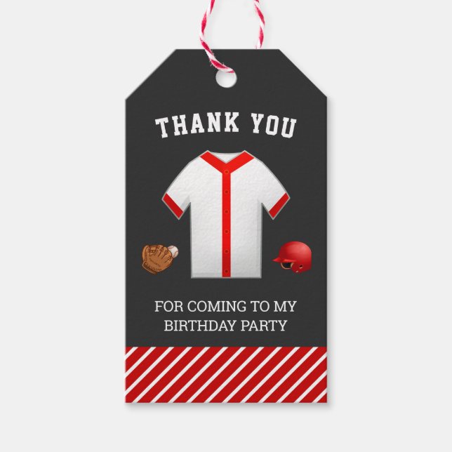 Étiquettes-cadeau Baseball Anniversaire Merci Fête Favoriser (Devant)