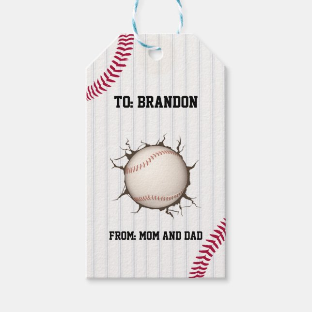 Étiquettes-cadeau Baseball en détresse (Devant)