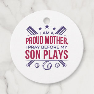Étiquettes Cadeau Baseball Fier Mère Je Prie Avant Que Mon Fils Ne J