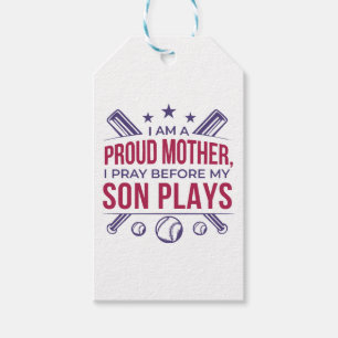 Étiquettes-cadeau Baseball Fier Mère Je Prie Avant Que Mon Fils Ne J