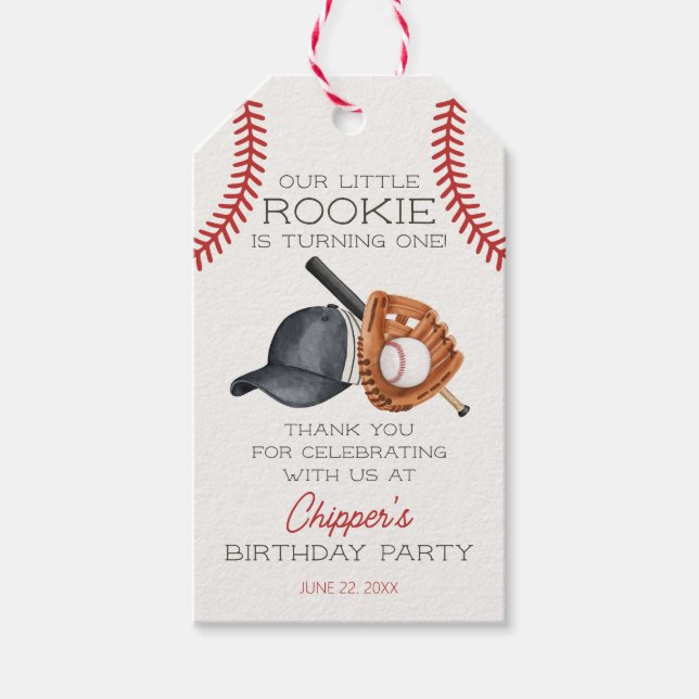 Étiquettes-cadeau Baseball Little Rookie Home Run Anniversaire Favor (Devant)