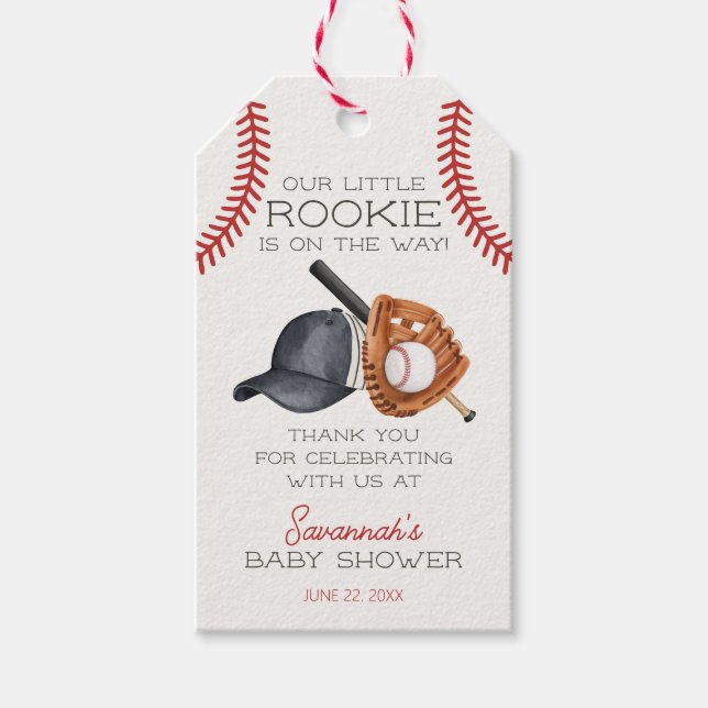 Étiquettes-cadeau Baseball Little Rookie Home Run Baby shower Favori (Devant)