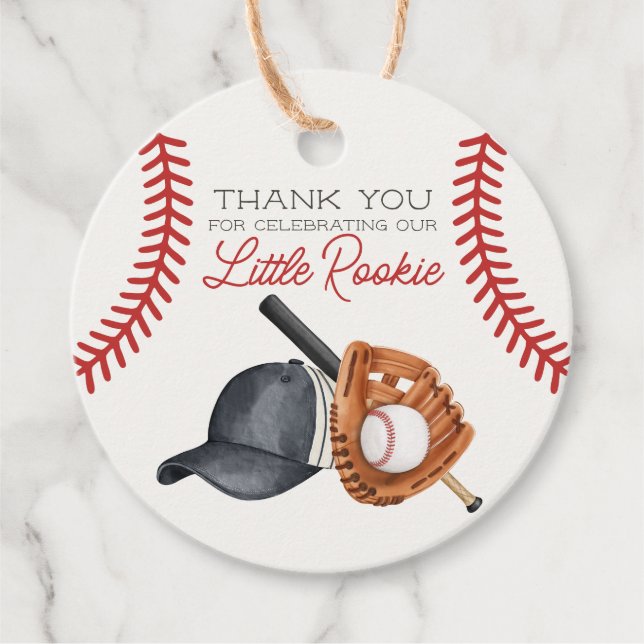 Étiquettes Cadeau Baseball Little Rookie Home Run Favoriser (Devant)