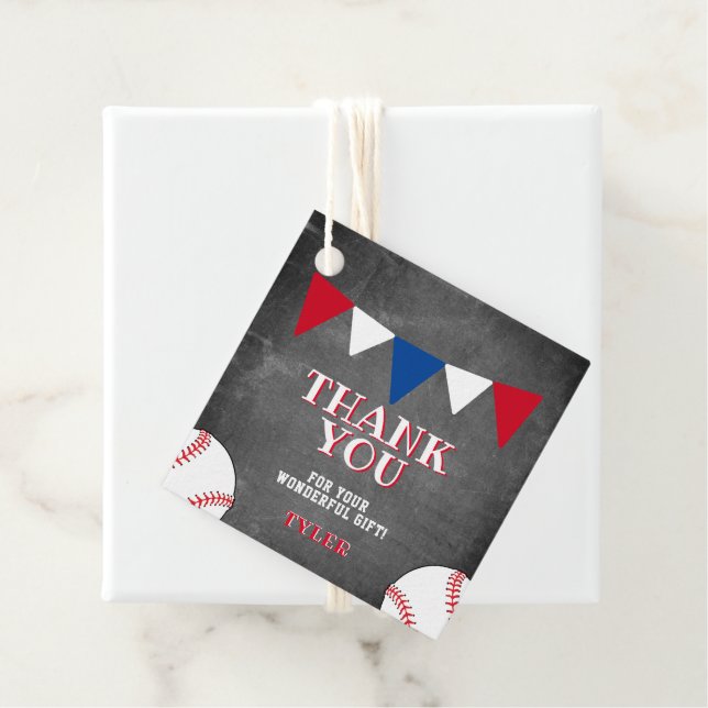Étiquettes Cadeau Baseball Sports Chalkboard Enfants Merci (En situation)