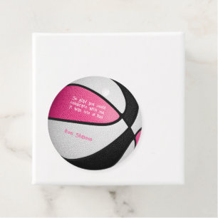 Étiquettes Cadeau basket-ball noir rose filles fête d'anniversaire