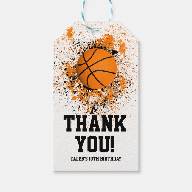 Étiquettes-cadeau Basketball Grunge Paint Splatz Orange Black Cool (Devant)