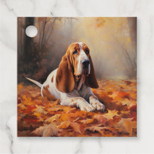 Étiquettes Cadeau Basset Hound à l'automne Leaves automne Inspire