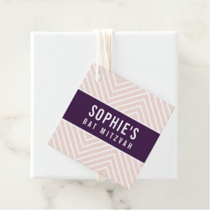 Étiquettes Cadeau BAT MITZVAH chic moderne géométrique aubergine blu