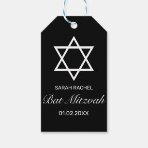 Étiquettes-cadeau Bat mitzvah minimaliste blanc moderne