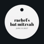 Étiquettes Cadeau Bat mitzvah noir personnalisé minimaliste<br><div class="desc">Typographie moderne personnalisée en gras Bat mitzvah noir et blanc favoris Tags</div>