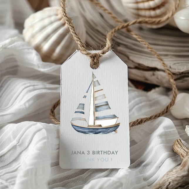 Étiquettes-cadeau Bateau à voile Nautique Anniversaire I (Créateur téléchargé)