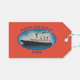 Étiquettes-cadeau Bateau d'anniversaire Titanic Orange