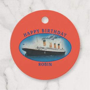 Étiquettes Cadeau Bateau d'anniversaire Titanic Orange