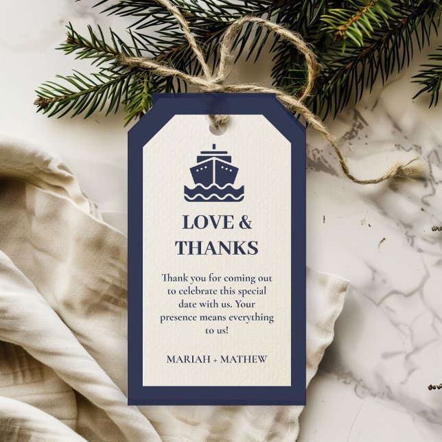 Étiquettes-cadeau Bateau de croisière nautique mariage Merci (Créateur téléchargé)
